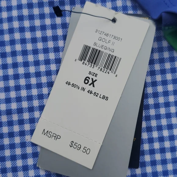 Polo Ralph Lauren Golf II Pullover Blue Gingham UPF 40+ Long Sleeve Top 6X Youth - Picture 3 of 9